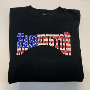 Delta Cotton USA Single Stitch Washington Graphic Tee Shirt Patriotic Black SZ L